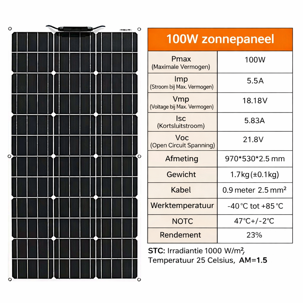 Flexibel zonnepaneel (100W)